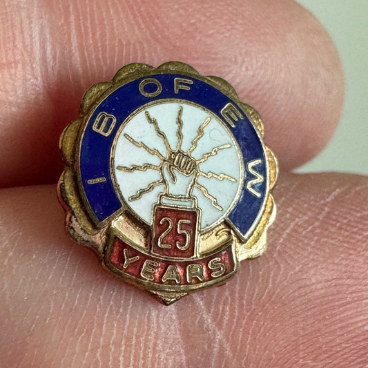 Vtg IB of EW IBEW 25 Years Lapel Pin Tie Tack Electrical Workers Union Tie Tack