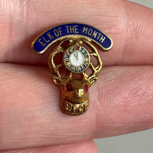 Vintage Elk of the Year Gold Tone Lapel Pin BPOE Elks Club