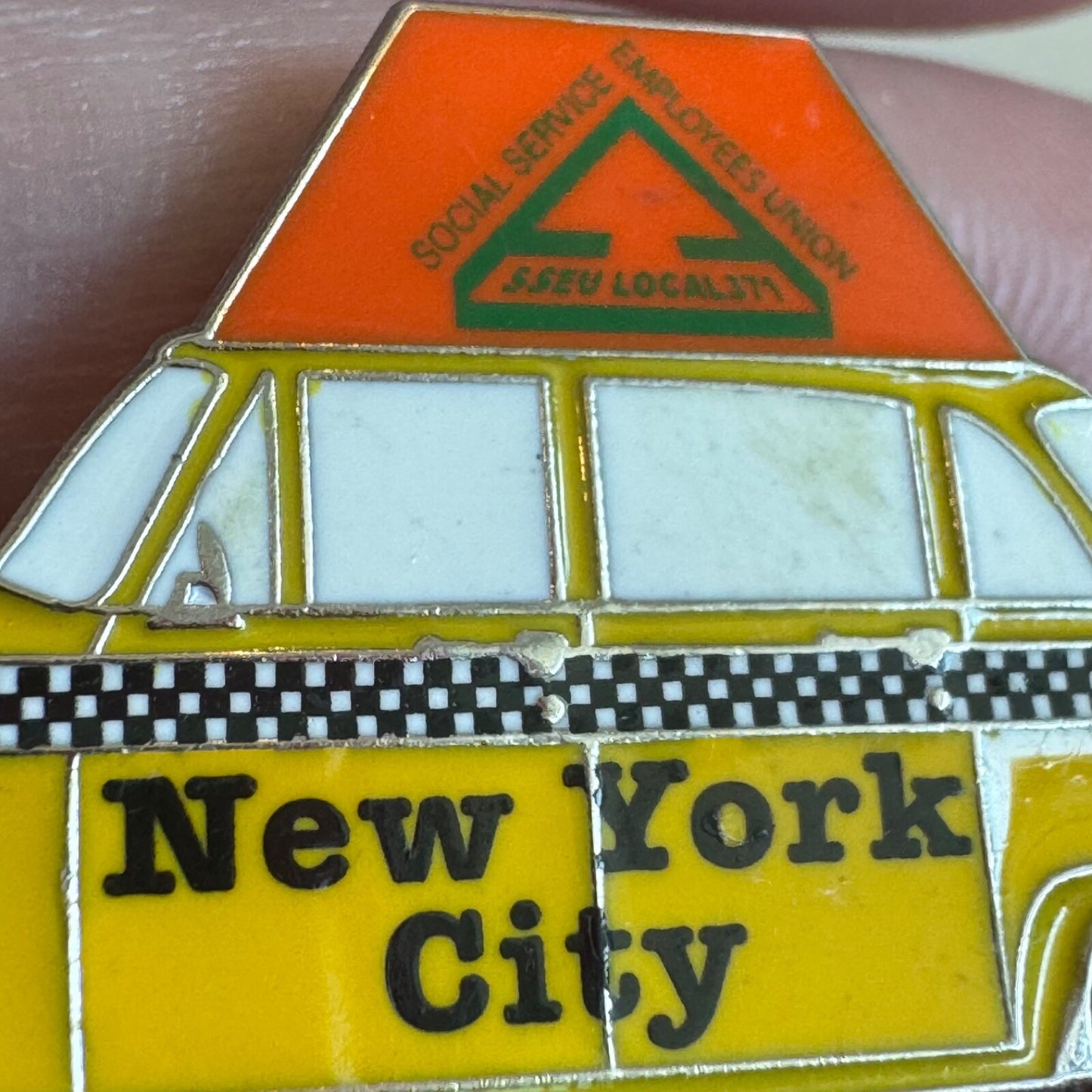 Vintage New York City Taxi Cab SSEU Local 371 Union Lapel Pin Social Services