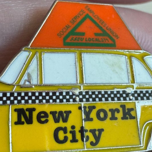 Vintage New York City Taxi Cab SSEU Local 371 Union Lapel Pin Social Services
