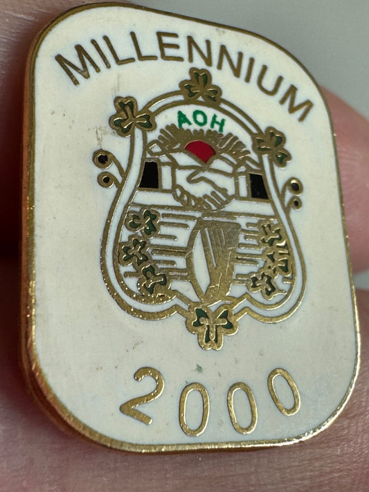 Vintage Millennium 2000 AOH Pin – Ancient Order of Hibernians Irish Crest Badge