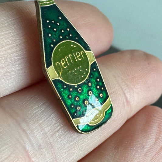 Vintage Perrier Bottle Pin – Mini Green Sparkling Water Icon
