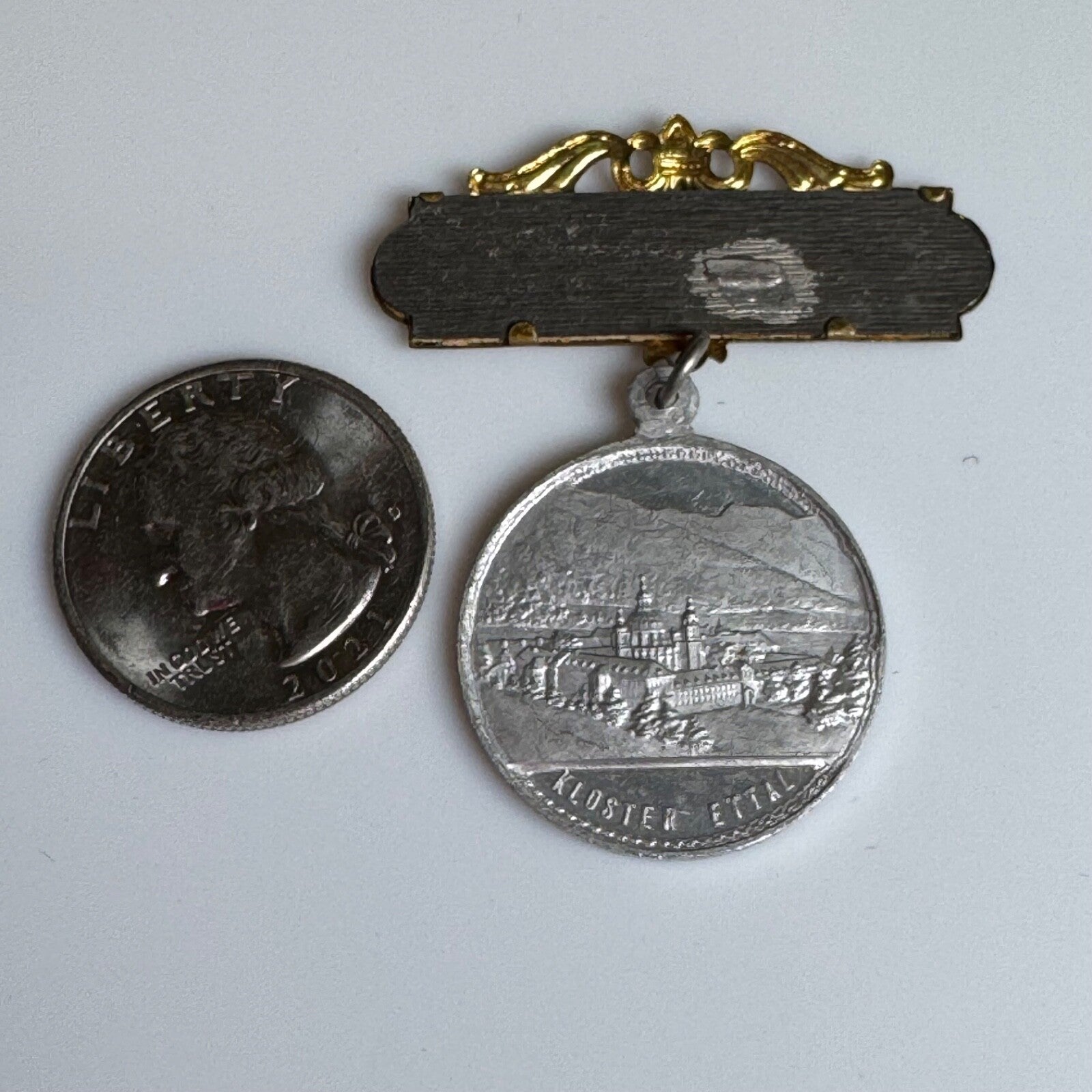 Antique Ettaler Wallfahrt Ettal Abbey Miraculous image Medal Pin Kloster
