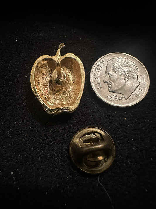 Gold Tone Apple Lapel Pin Jubilee Larger Sized