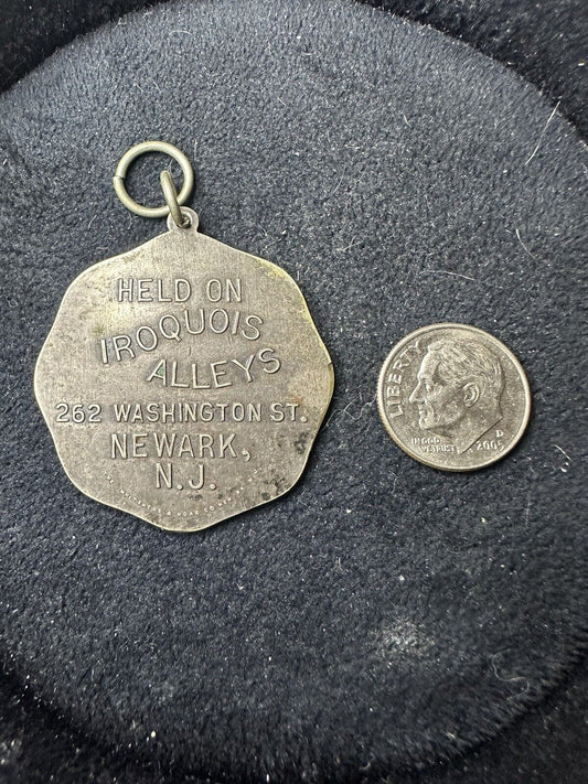 1913-14 NEWARK STAR LEDGER HEAD PIN TOURNAMENT BOWLING Award Medallion