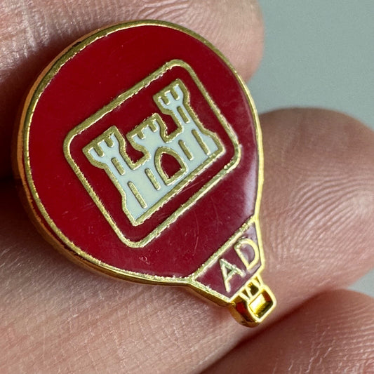 Vintage Army Corps of Engineers Red Balloon Pin Castle Emblem