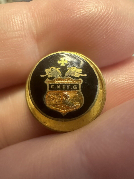Antique Catholic Knights of St. George Screwback Lapel Pin Collar Stud