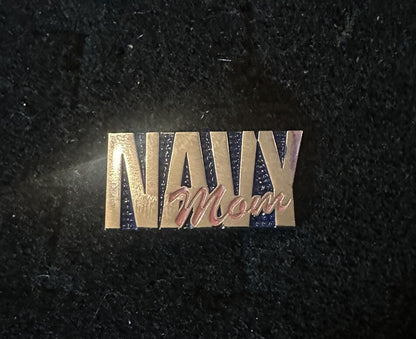 Navy Mom Lapel Pin Hat Tac - Silver Tone