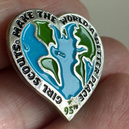 Girl Scouts 95th Anniversary Heart Pin – “Make the World a Better Place” Earth D