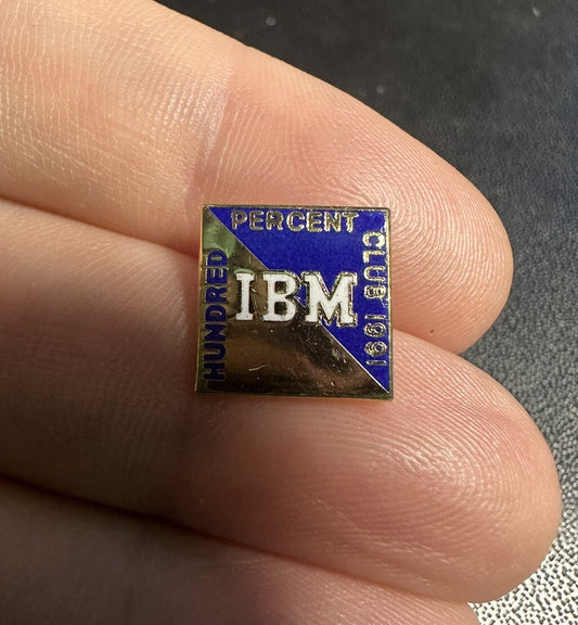 1991 IBM 100% CLUB 10K GOLD 3/8" EMPLOYEE PIN-- NICE W/ 1/10 10k STAMP