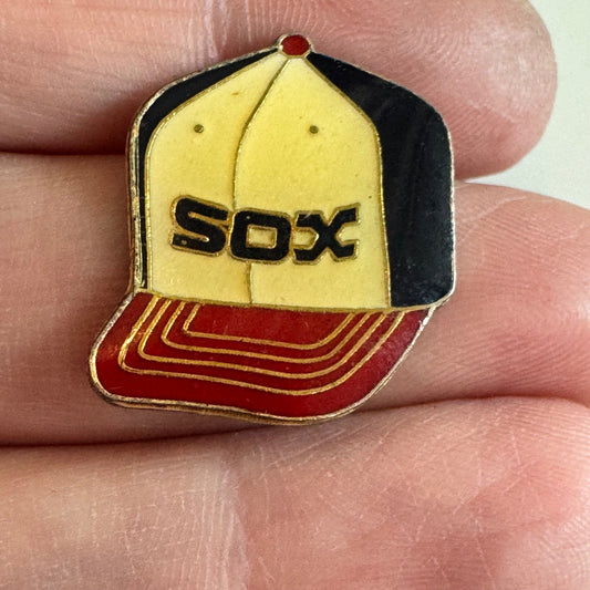 Chicago White Sox Yellow-Black-Red Cap Enamel Hat Pin MLB 1970s 1980s Style