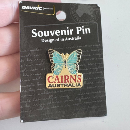 Vintage Cairns Australia Butterfly Souvenir Tourist Lapel Pin New on Card
