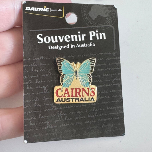 Vintage Cairns Australia Butterfly Souvenir Tourist Lapel Pin New on Card