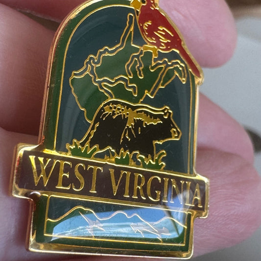 Vintage West Virginia Cardinal Souvenir Tourist Lapel Pin 