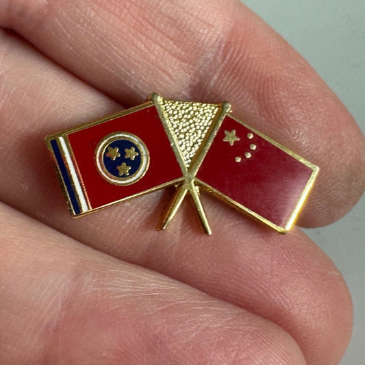 Tennessee and China Friendship Flag Lapel Pin Enamel Chinese Flags Tie Tack
