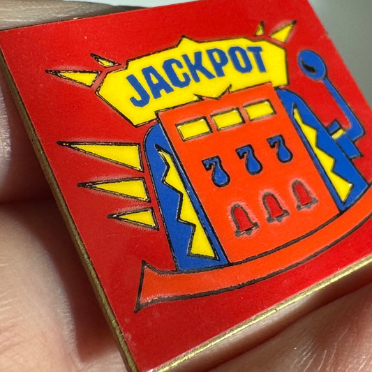 Vintage Jackpot Slot Machine Lapel Pin Lottery State
