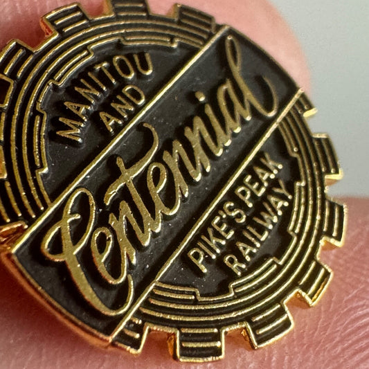 Vintage Pike’s Peak Railway Centennial Pin – Manitou Railroad Gear Logo Badge