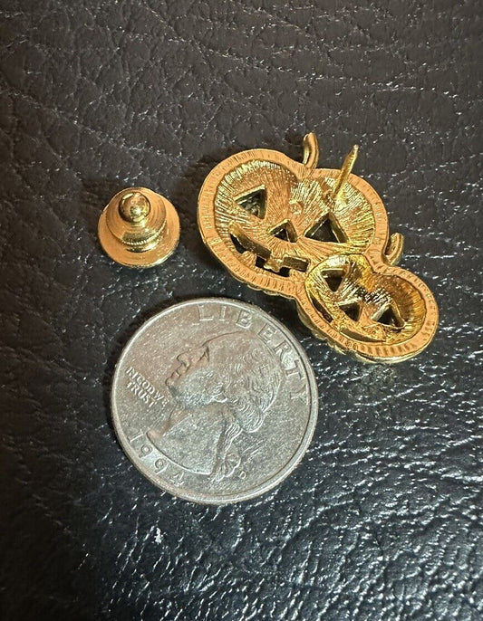 Jack-O-Lantern Halloween Brooch Vintage Avon 1990 Double Pumpkin Gold Tac Pin