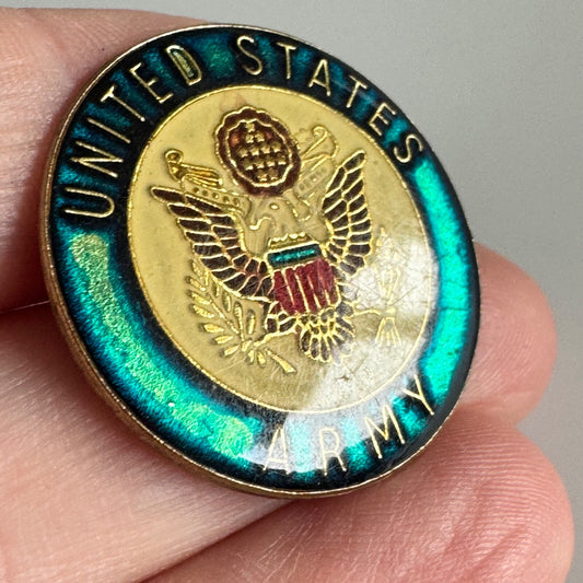 Vintage United States Army Round Pin – Bold Eagle Seal Design