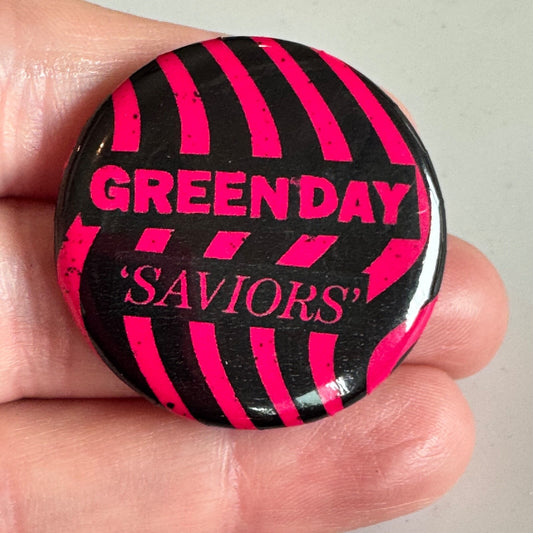 Green Day 'Saviors' Band Button Pin – Hot Pink and Black Tour Merchandise