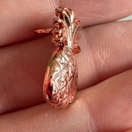 Rose Gold Pineapple Pin – Tropical Fruit Brooch Island Style Jewelry