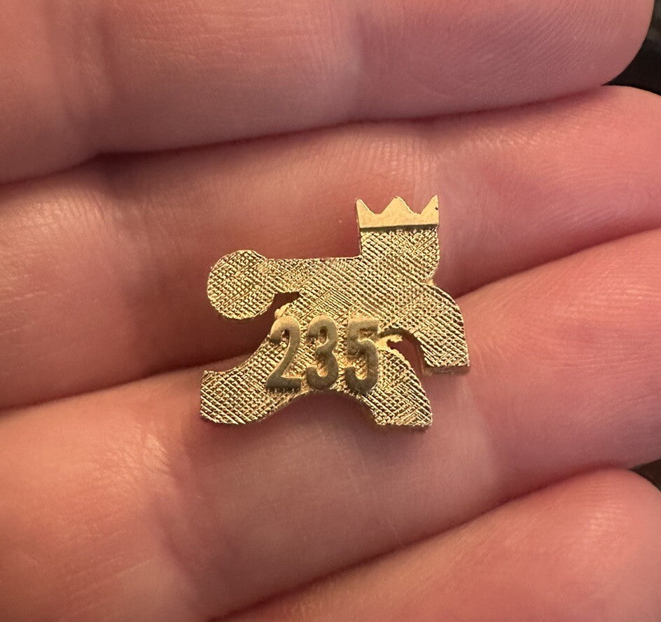 Vintage Brunswick Bowler Man Bowling 235 Club Gold Tone Lapel Pin