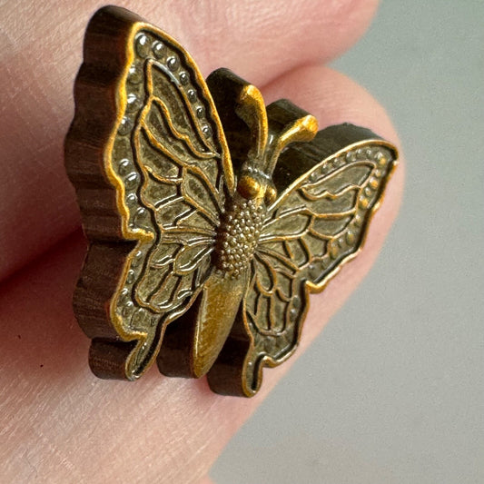 Antiqued Bronze Tone Butterfly Pin Brooch – Textured Wings Insect Jewelry