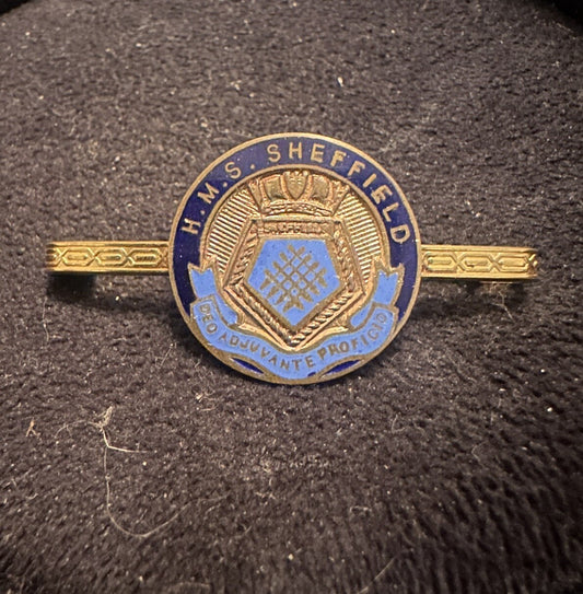 WWII ROYAL NAVY HMS SHEFFIELD C24 Pin Brooch Badge Shield Light Cruiser
