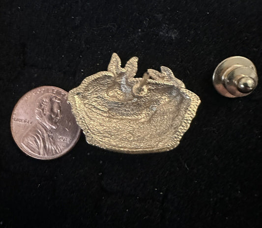 Vintage Bunny Rabbit Basket Brooch Pin Avon Basket of Love Goldtone Easter 