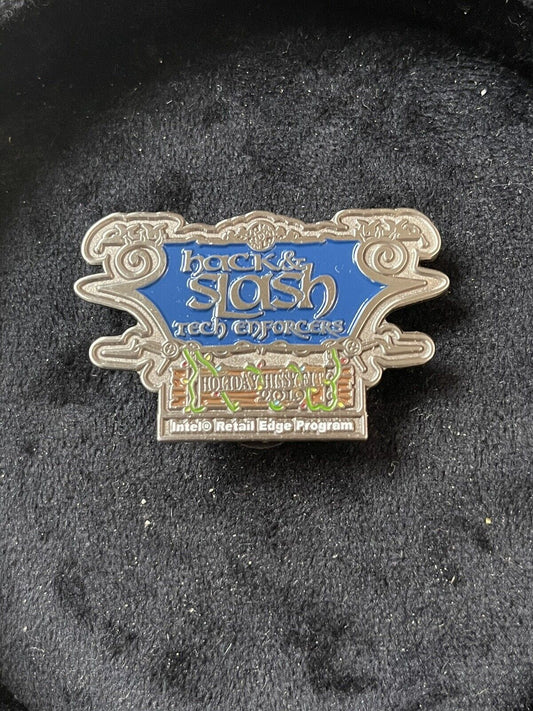 Intel Hack & Slash Tech Enforcers Lapel Pin Advertising Retail Edge Program 2019