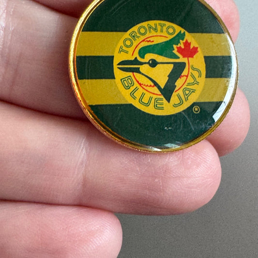 Vintage Toronto Blue Jays Round Pin – Green Yellow MLB Enamel Team Logo Badge
