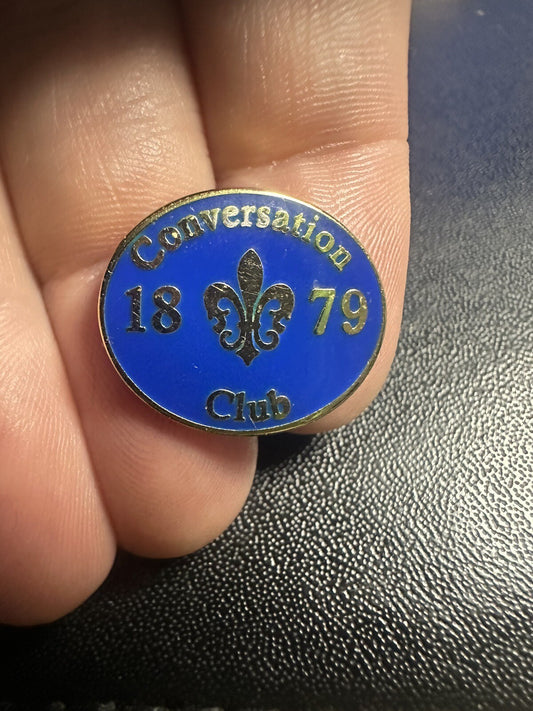 Vintage Conversation Club 1879 Pin Fleur De Lis Blue Gold French NOS