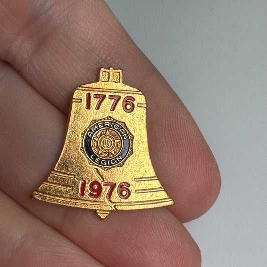 Vintage American Legion Bicentennial Liberty Bell Lapel Pin 1976 Gold Tone