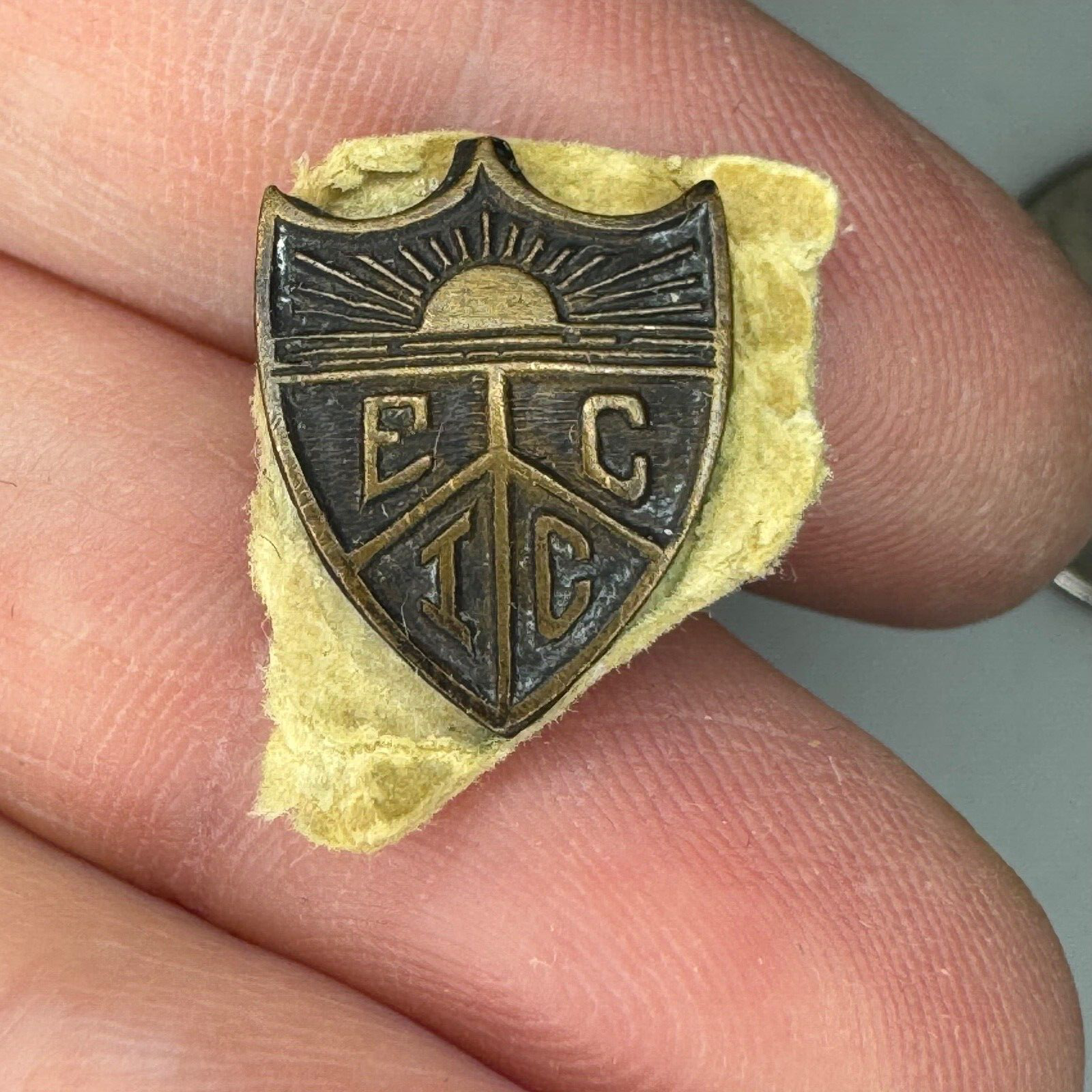 Antique EICC Crest Shield Lapel Pin Eastern Iowa Community College ?