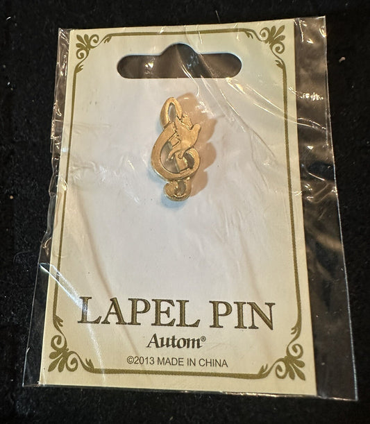 Beautiful Autom Church Musician Treble Clef Peace Dove Lapel Pin Gold Tone 2013