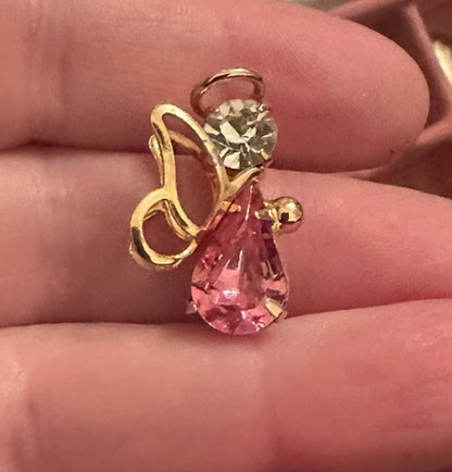October Crystal Birth Month Angel Pin Guardian Lapel Birthstone USA Tourmaline