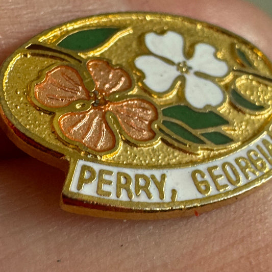 Vintage Perry Georgia Dogwood Cloisonne Lapel Pin