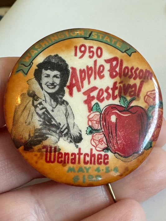 Vintage 1950 Wenatchee Apple Blossom Festival Pin Washington 