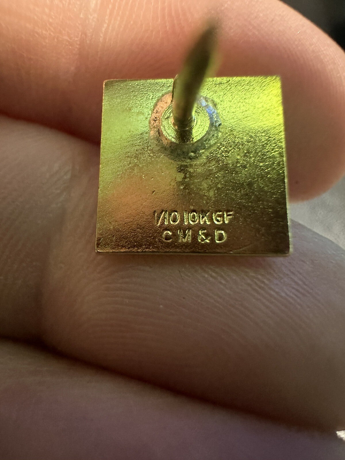1991 IBM 100% CLUB 10K GOLD 3/8" EMPLOYEE PIN-- NICE W/ 1/10 10k STAMP