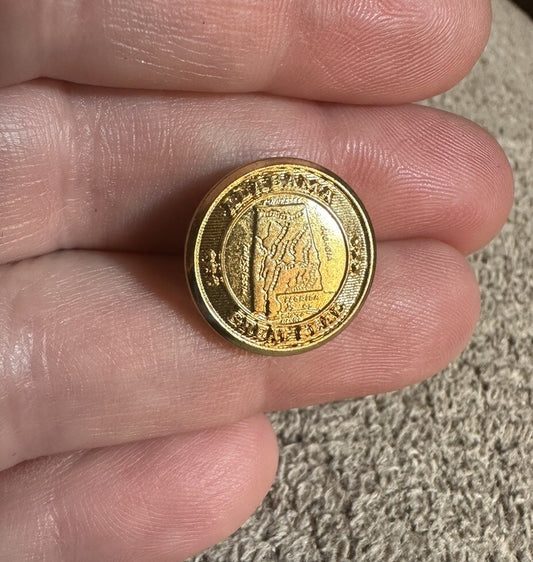 ALABAMA STATE SEAL BUTTON WATERBURY BUTTON CO GOLD TONE