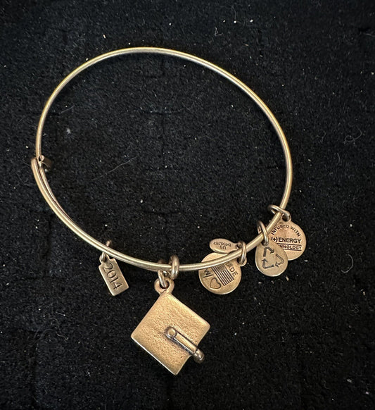 Alex and Ani Graduation Cap Charm Gold Bracelet 2014