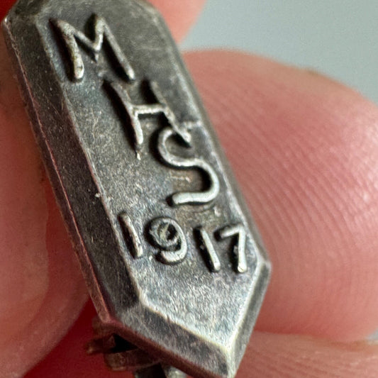 Antique 1917 MHS High School Sterling Silver Lapel Pin
