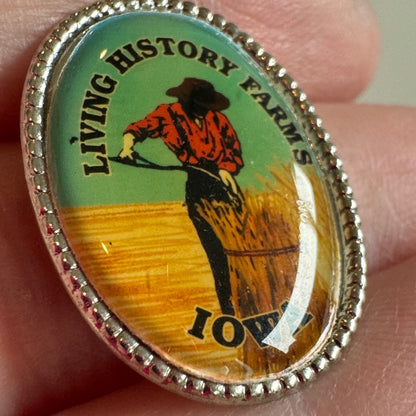 Vintage Living History Farms Iowa Souvenir Tourist Lapel Pin