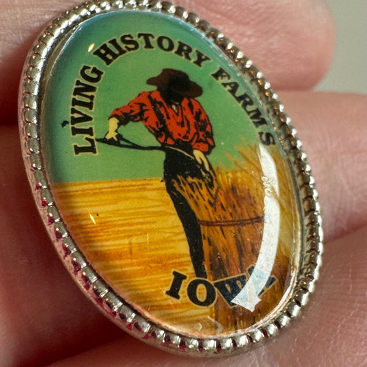 Vintage Living History Farms Iowa Souvenir Tourist Lapel Pin