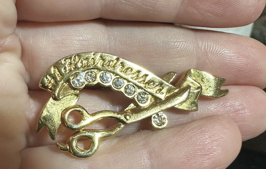 Vintage AVON Rhinestone Scissor Hairdresser Fashion Style Brooch Pin