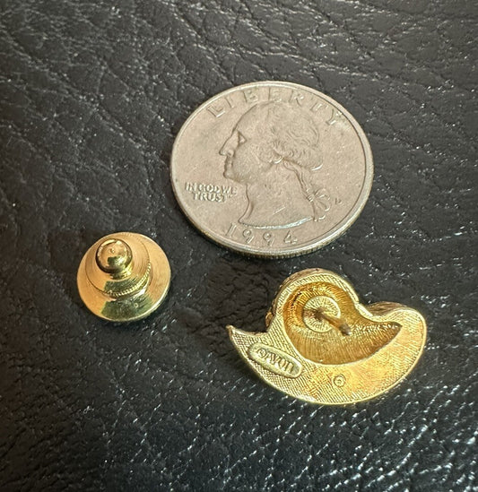 Avon Easter Bonnet Hat Lapel Pin Gold Color Metal W/ Faux Jewel