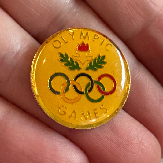 Vintage Olympic Games Rings Lapel Pin Torch Laurel Olympics