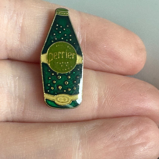 Vintage Perrier Bottle Pin – Mini Green Sparkling Water Icon