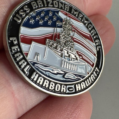 Vintage USS Arizona Memorial Pin – Pearl Harbor Hawaii Enamel Badge