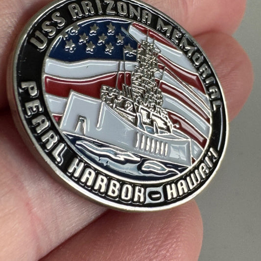 Vintage USS Arizona Memorial Pin – Pearl Harbor Hawaii Enamel Badge